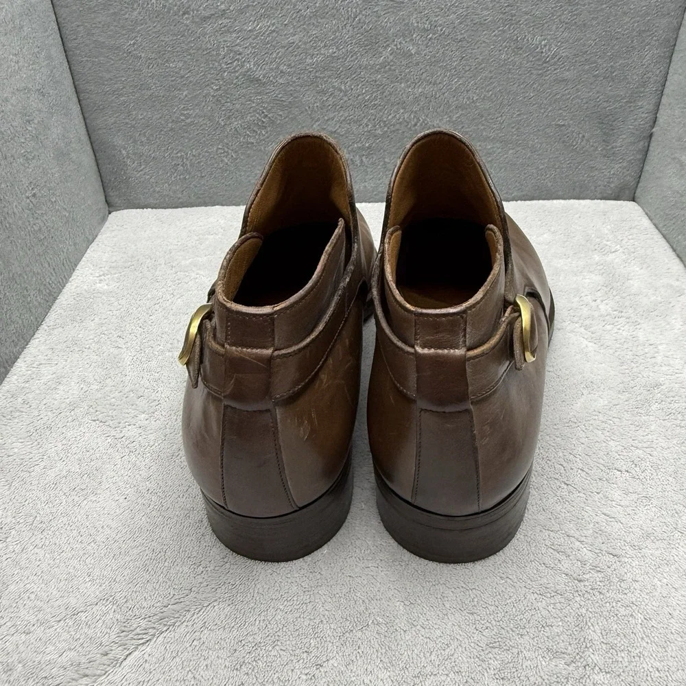 Vintage Beltrami Womens 8 Brown Leather Monk Strap Ankle Boots Made Italy